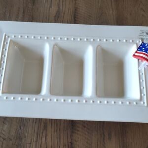 Nora Fleming Cream Triple Section Tray